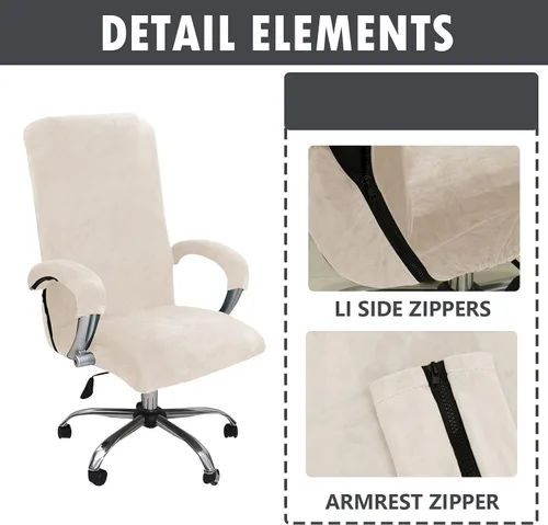 Vista 2 de Funda de silla de oficina de terciopelo con fundas para brazos Fundas elásticas para silla de computadora y escritorio Fundas universales para silla