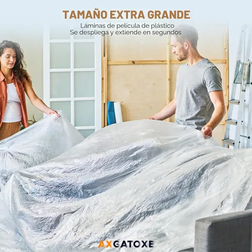 Vista 3 de Lonas de plástico de 12 x 9 pies - 1 Mil (paquete de 1) - Láminas y lonas desechables para pintor para pintar, protección impermeable
