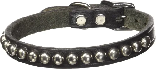 Vista 3 de Leather Brothers 12LS-BK12 - Collar de perro de cuero Latigo con tachuelas, tamaño pequeño, color negro