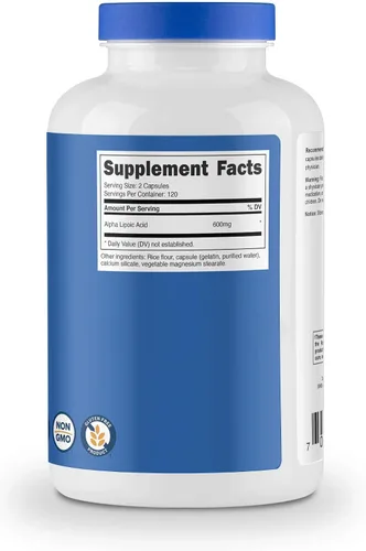 Vista 3 de Nutricost Ácido alfa lipoico 600 mg, 240 cápsulas de glutatión 500 mg, 240 cápsulas