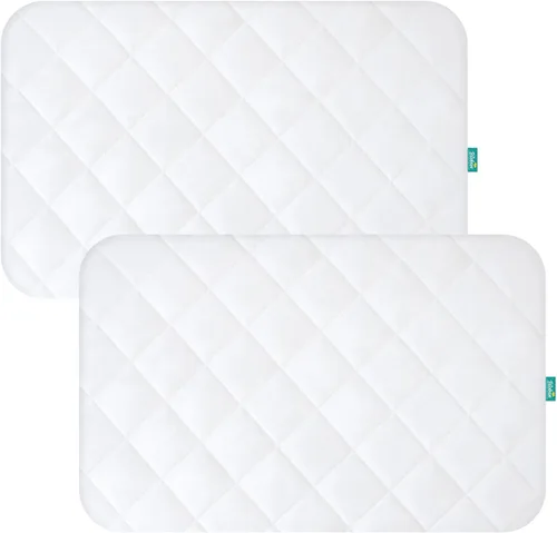Vista 6 de Pack and Play - Juego de 2 fundas protectoras de colchón impermeables Quilted 39”x27” Noiseless Compatible with Graco Pack n Play & Dream On Me &