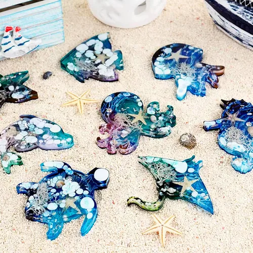 Vista 4 de Moldes de silicona de animales para resina epoxi, 8 cavidades lindos moldes de silicona en forma de animal para llavero colgante de joyería, fondant