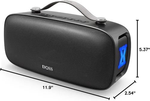 Vista 14 de DOSS Extreme Boom Pro D300 Altavoz Bluetooth, sonido estéreo inmersivo de 80 W, ecualizador profesional de 3 modos, tiempo de reproducción de 20