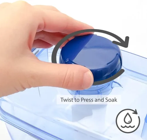 Vista 6 de Tsukemono - Contenedor rectangular para hacer pepinillos instantáneos, fabricado en Japón, sin BPA (azul 0.8 L)