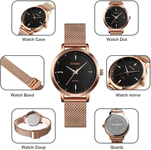 Vista 5 de SKMEI - Reloj de pulsera para mujer impermeable analógico de cuarzo para mujer