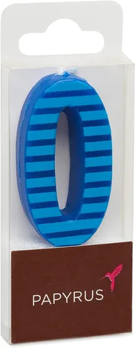 Vista 2 de Papyrus Vela de cumpleaños número 0, rayas azules (1 unidad)