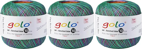 Vista 17 de Golo - 3 bolas de hilo de ganchillo tamaño 10, hilo de crochet para tejer a mano 102