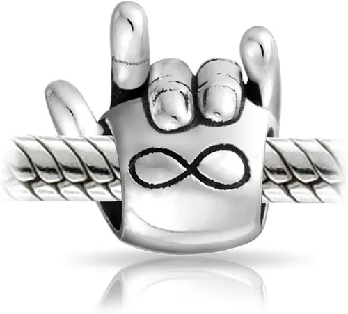 Vista 3 de Abalorio personalizado con monograma inicial del alfabeto A-Z BFF Peace Sign Symbol I Love You Support Friends Good Luck Charm Bead for Women Teen