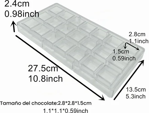 Vista 2 de Molde Cuadrado para Hacer Chocolate de Policarbonato Molde DIY de Chocolate 21 Cavidades Moldes para Dulces y Cubitos de Hielo