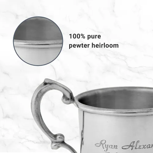 Vista 7 de Let's Make Memories Taza de Peltre Personalizada para Bebé como Recuerdo - Regalo para Recién Nacido - Reliquia Familiar - Nuevos Padres