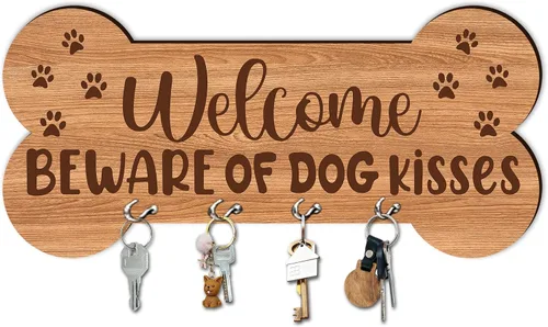 Vista 9 de Llavero de madera con 4 ganchos – Did Someone Say Walk Dog Organizador de llaves decorativo para pared – Casa Oficina Cocina Pasillo Entrada
