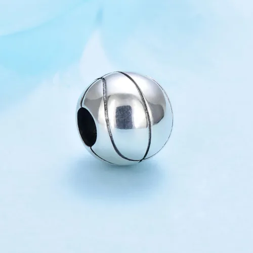 Vista 4 de Abalorio de baloncesto de plata de ley 925 Sport Beach Ball Beads para DIY Charms pulsera