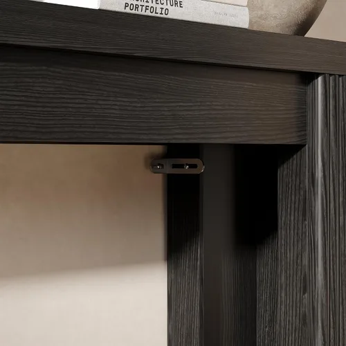 Vista 5 de Maupvit Mesa consola de madera acanalada con 2 almacenamientos, mesa de entrada rectangular de 71 pulgadas detrás del sofá, mesa de sofá