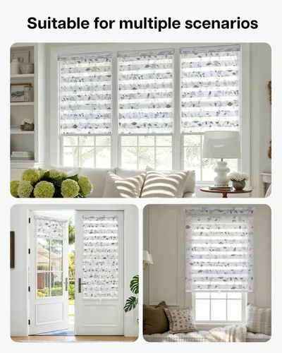 Vista 7 de LazBlinds Persianas estilo cebra sin cordones para ventanas, con patrón de doble capa para máxima privacidad y control de la luz, elegantes