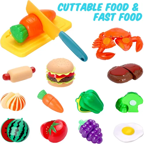 Vista 3 de Juego de accesorios de cocina para niños, juego de juguetes de cocina para niños, juego de juguetes de cocina para niños pequeños, ollas y sartenes