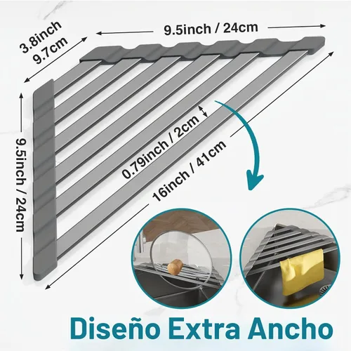 Vista 6 de COOL-ANGLE Estante de secado de fregadero de esquina triangular, aluminio