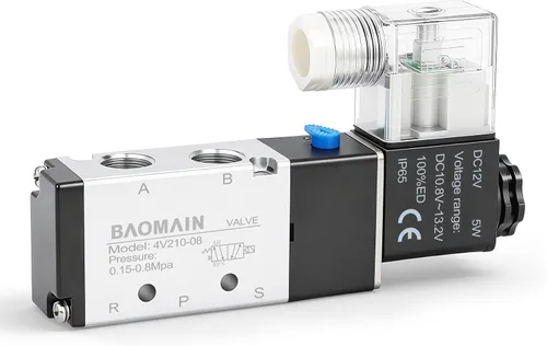 Vista 15 de BAOMAIN 12V DC 5/2 Electroválvula neumática 3 Estación 4V210-08 Kit de colector Includes 3-Station 4V210-08 12V DC Solenoid Valves, 1/4" PT