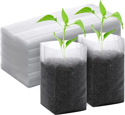 Vista 19 de GREANER 200 bolsas de vivero de plantas, 3.5 x 4.7 pulgadas, bolsas de cultivo de plantas de tela biodegradable no tejida, macetas de plantas