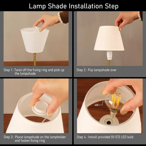 Vista 9 de Cordless Table Lamp Portable Small LED Touch Lamp with Dimmer, 18" 2700K Rechargeable Battery Light for Bedside, Dining Room, Bedroom Lamp, Patio