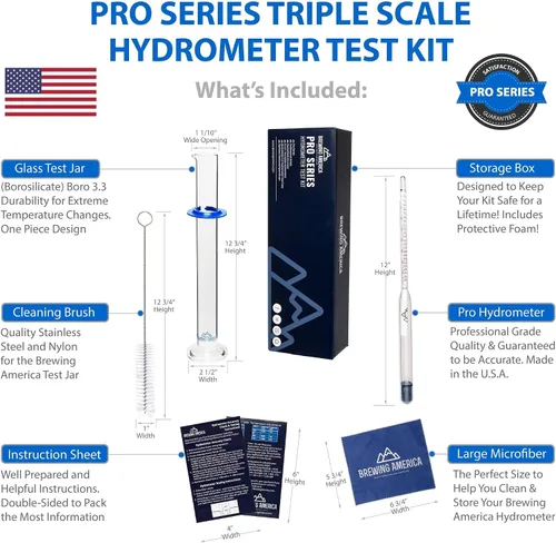 Vista 2 de Kit de hidrómetro para elaboración de alcohol casero con tubo de ensayo de borosilicato y ABS