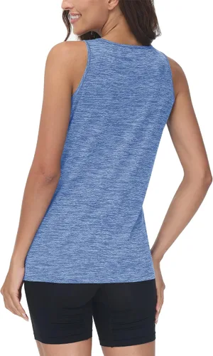 Vista 3 de TACVASEN Camiseta sin mangas para mujer, ligera, atlética, para yoga, cuello redondo, para ejercicio, fitness, para entrenamiento