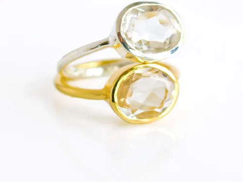 Vista 52 de Oval Birthstone Ring Bezel Set in Vermeil Gold, Sterling Silver, or Rose Gold, Stacking Birthstone Ring [rOMB]