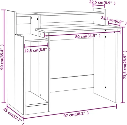 Vista 3 de vidaXL Escritorio, muebles de escritorio de oficina en casa con luces LED, escritorio de computadora de pie, mesa de estudio, estilo moderno, madera