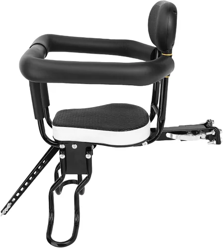 Vista 3 de Child Bike Seat with Adjustable Footrest, Thickened Sponge Seat, Detachable Guardrail, Steel Frame Front Mounted for 80KG Capacity Children