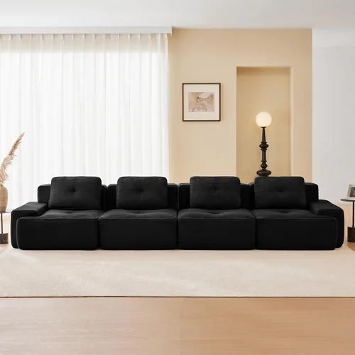 Vista 96 de Sofás modulares sin hueso de 152.8 pulgadas para sala de estar, sofá modular con diván en forma de L, cómodo asiento profundo tapizado de tela