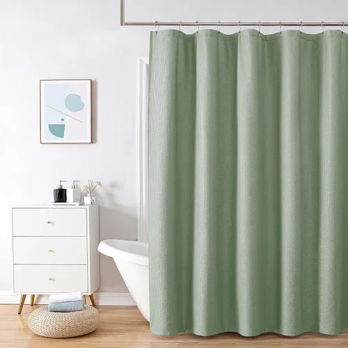 Vista 33 de OVZME Cortina de ducha de tela Berry Stall de 36 x 72 pulgadas, suave y gofre, pequeña cortina de ducha negra para baño con textura para un