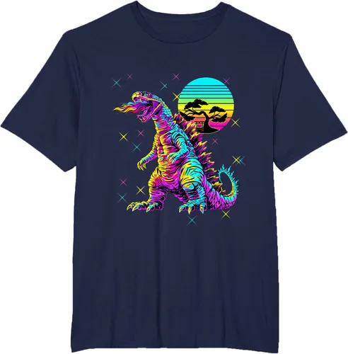 Vista 33 de Cool Streetwear synthwave 80s 90s retro anime snakezilla camiseta, Negro