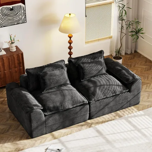 Vista 29 de Hobestluk Cloud - Sofá individual de espuma viscoelástica con asiento profundo, sofá en forma de L con funda extraíble, sofá grande para sala