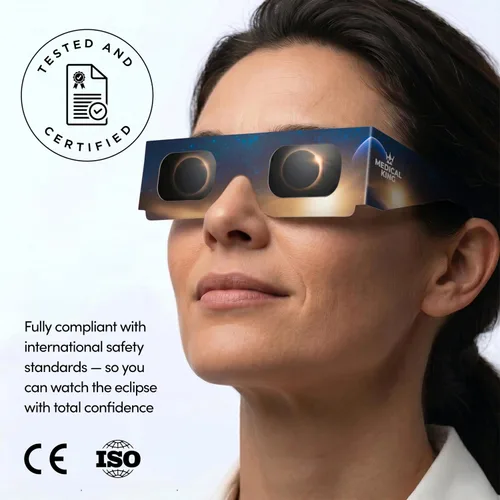 Vista 7 de Medical King - Gafas de eclipse solar, paquete de 10 gafas con certificación ISO 12312-2 y CE para visión segura, eclipse solar 2026, el eclipse 12
