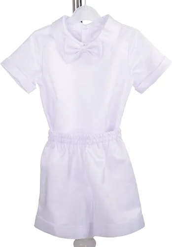 Vista 3 de Lito Angels 4 piezas de manga corta y pantalones de bautismo bautizo con capó
