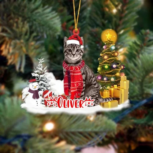 Vista 152 de NAZENTI Adorno personalizado de gato abisinio con árbol de pino, adorno de Navidad personalizado para perros amantes de las mascotas, colgante