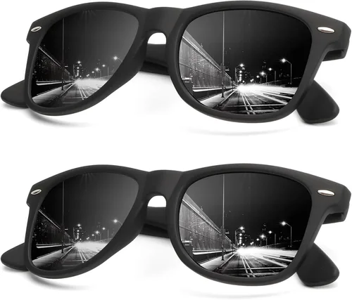 Vista 32 de KALIYADI - Gafas de sol polarizadas para hombres y mujeres unisex, marco semirretráctil, estilo retro, para conducir, con bloqueo UV