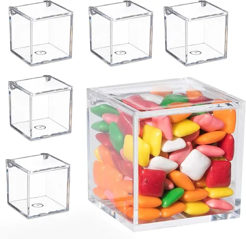 Vista 12 de Hammont Caja de acrílico transparente con tapa con bisagras, pequeño organizador de plástico para oficina, escritorio, maquillaje, manualidades