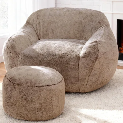 Vista 14 de Puf gigante para adultos, sillas grandes de espuma viscoelástica, sofá puff de gran tamaño con relleno, silla de lectura grande de piel sintética