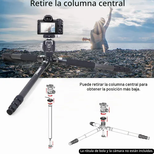 Vista 4 de Trípode de Fibra de Carbono - INNOREL RT75C Sin Cabeza de Bola Trípode Super Profesional Monopié Resistente Trípode Compacto Soporte de Stand