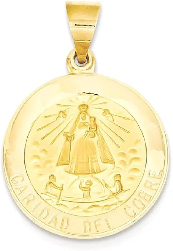 Vista 9 de Collar con dije de medalla Caridad Del Cobre, oro amarillo de 14 quilates, joyería fina religiosa para mujeres, regalos para ella