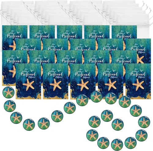 Vista 6 de Smiling Wisdom - 20 regalos de historia de estrellas de mar a granel - Tarjetas de apreciación de You Make a Profound Difference e imán redondo