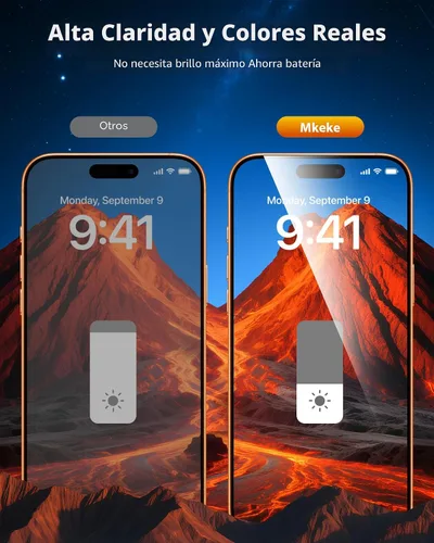 Vista 5 de Mkeke Protector de pantalla de privacidad para iPhone 17 Pro, 3 unidades, vidrio templado 9H+ [protección contra caídas de grado militar de 16 pies]