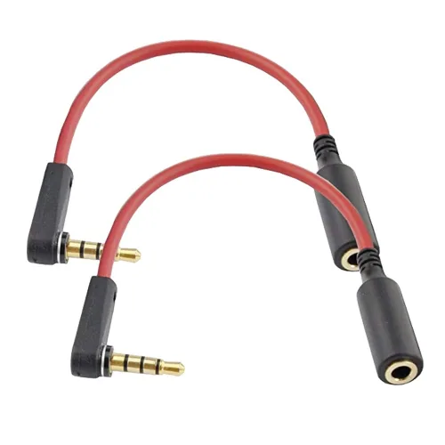 Vista 3 de Seadream Extensión de cable de audio corto 6 pulgadas 0.1 in Cable de extensión Paquete de 2 auriculares de ángulo recto macho a hembra de 0.138