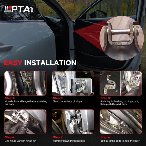 Vista 5 de Kit de reparación de pasador de bisagra de puerta delantera y buje compatible con Frontier 1998-2004 Reemplaza 38476