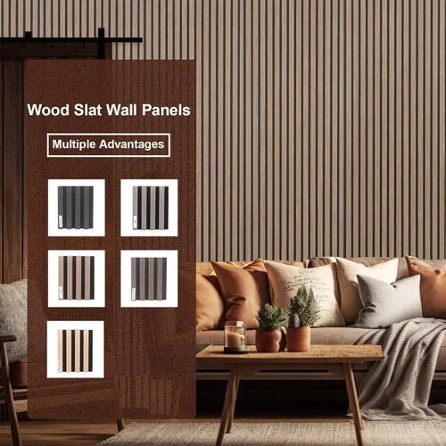 Vista 4 de NeatiEase Paquete de muestras de color de paneles de pared de madera, paneles de pared de listones acústicos para decoración de paredes interiores