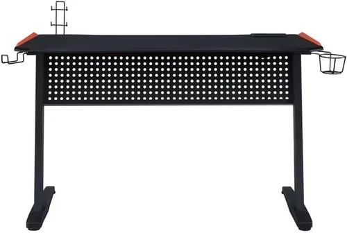 Vista 5 de Acme Dragi - Mesa de juegos con marco de metal con puerto USB y luz LED en negro y rojo