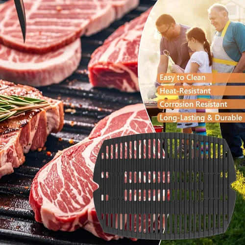 Vista 8 de 7582 Parrilla para Weber Baby Q, Accesorios Weber Q1000, Q1200, Q1400, Q100, Q120, Q140, 386001, 386002, Hierro Fundido Esmaltado Mate, Negro