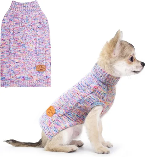 Vista 25 de BEAUTYZOO Suéteres de perro para perros pequeños, ropa de punto con agujero Pompones beige