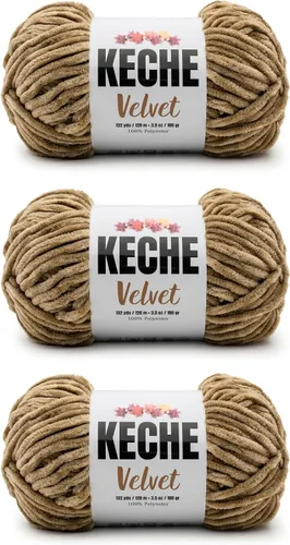 Vista 37 de Keche Hilo para ganchillo, hilo de terciopelo, chenilla suave, manta de bebé voluminosa amigurumi Yarn 3.53 oz (132 yardas) - Arona