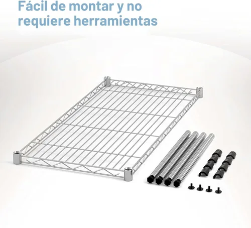 Vista 7 de Estante de alambre de 1 nivel, 30 pulgadas de ancho x 14 pulgadas de profundidad x 17 pulgadas de alto, estante de metal individual de metal